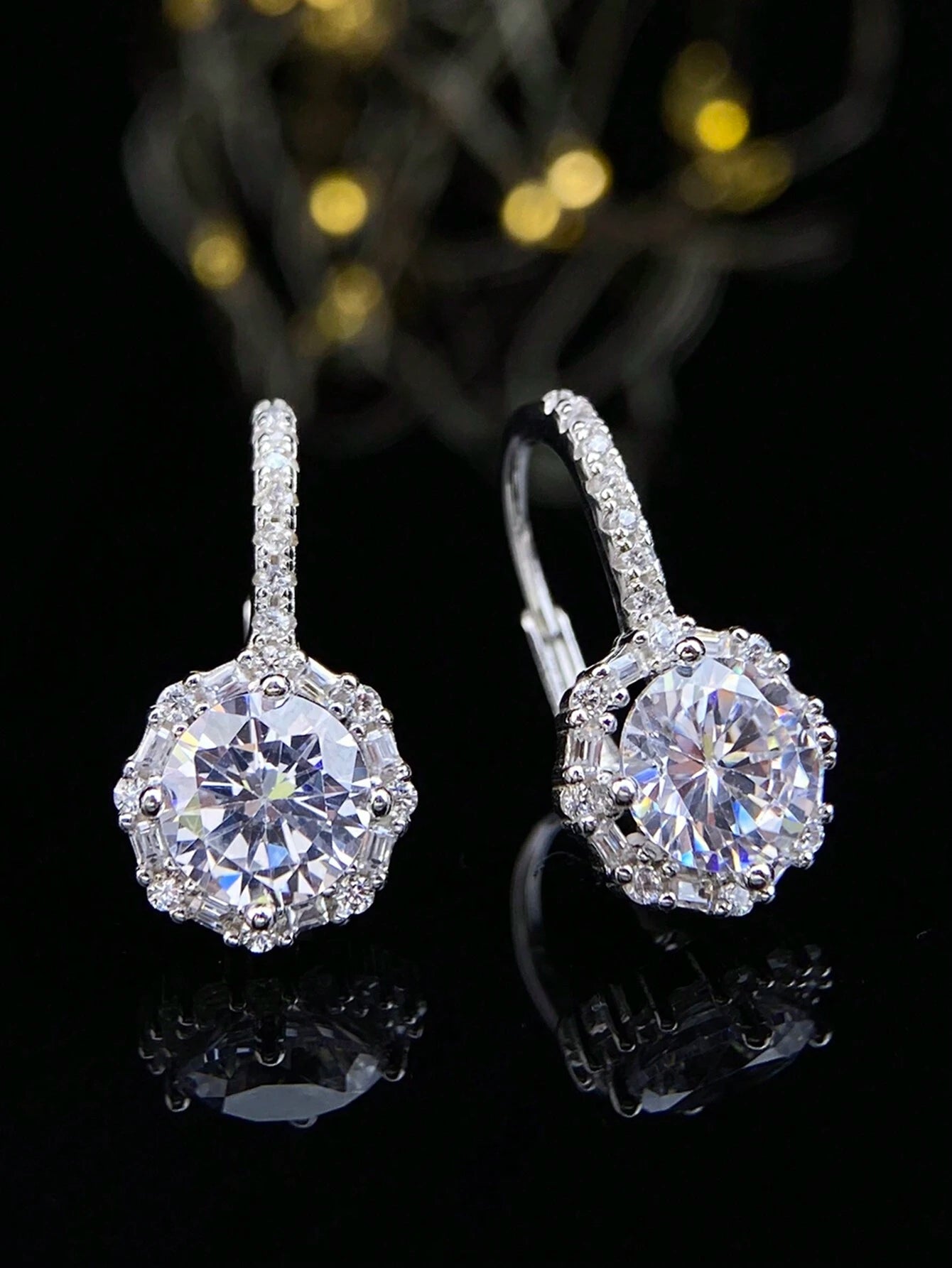 Elegant Earrings with Crystal Beads - in Sterling Silver 925