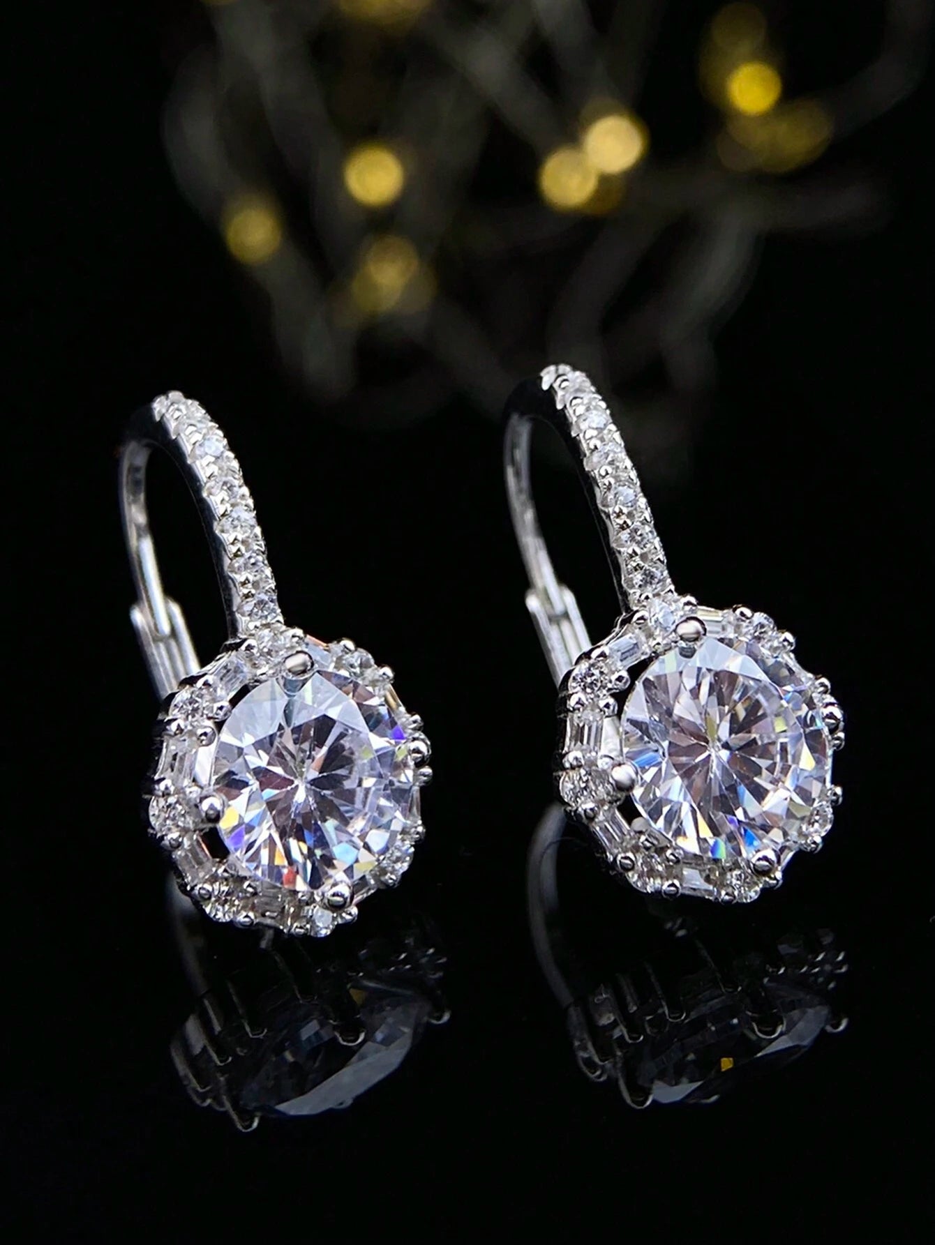 Elegant Earrings with Crystal Beads - in Sterling Silver 925