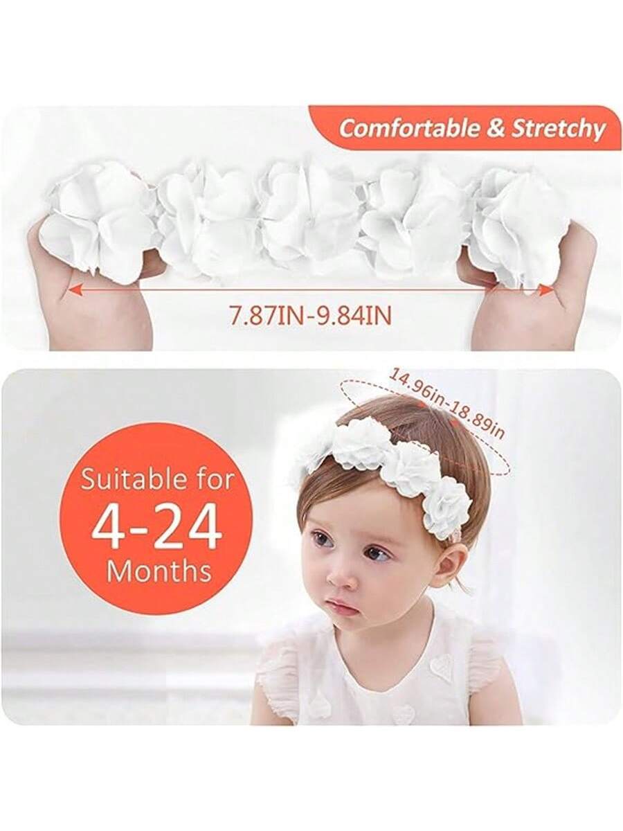 Baby Hårbånd med Hvide Blomster