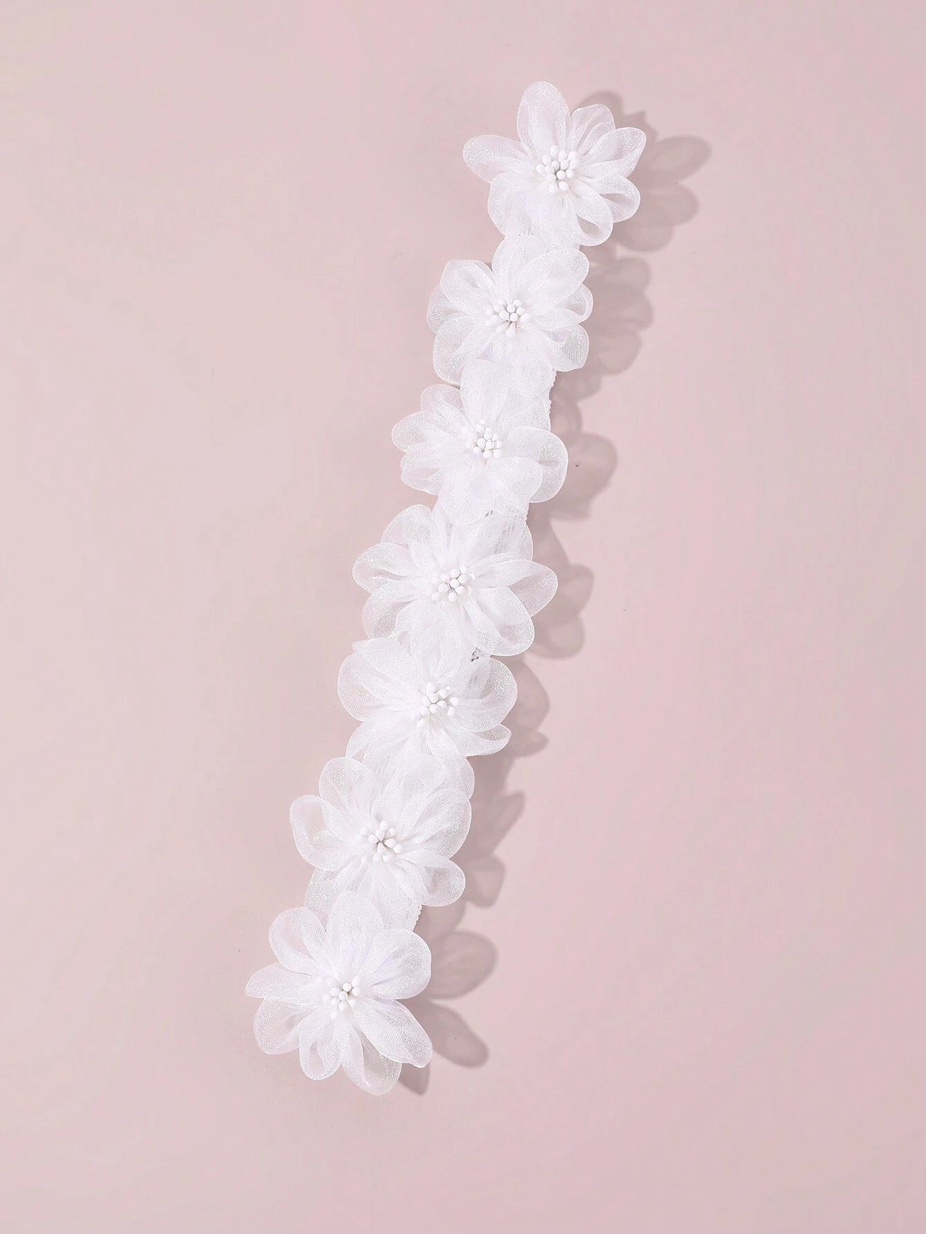 Hvidt Blonde Hårbånd med Satin-Blomster
