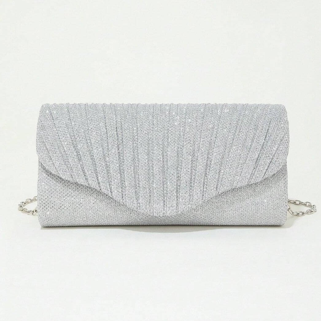 Sølv Glitter Clutch - Selskabstaske