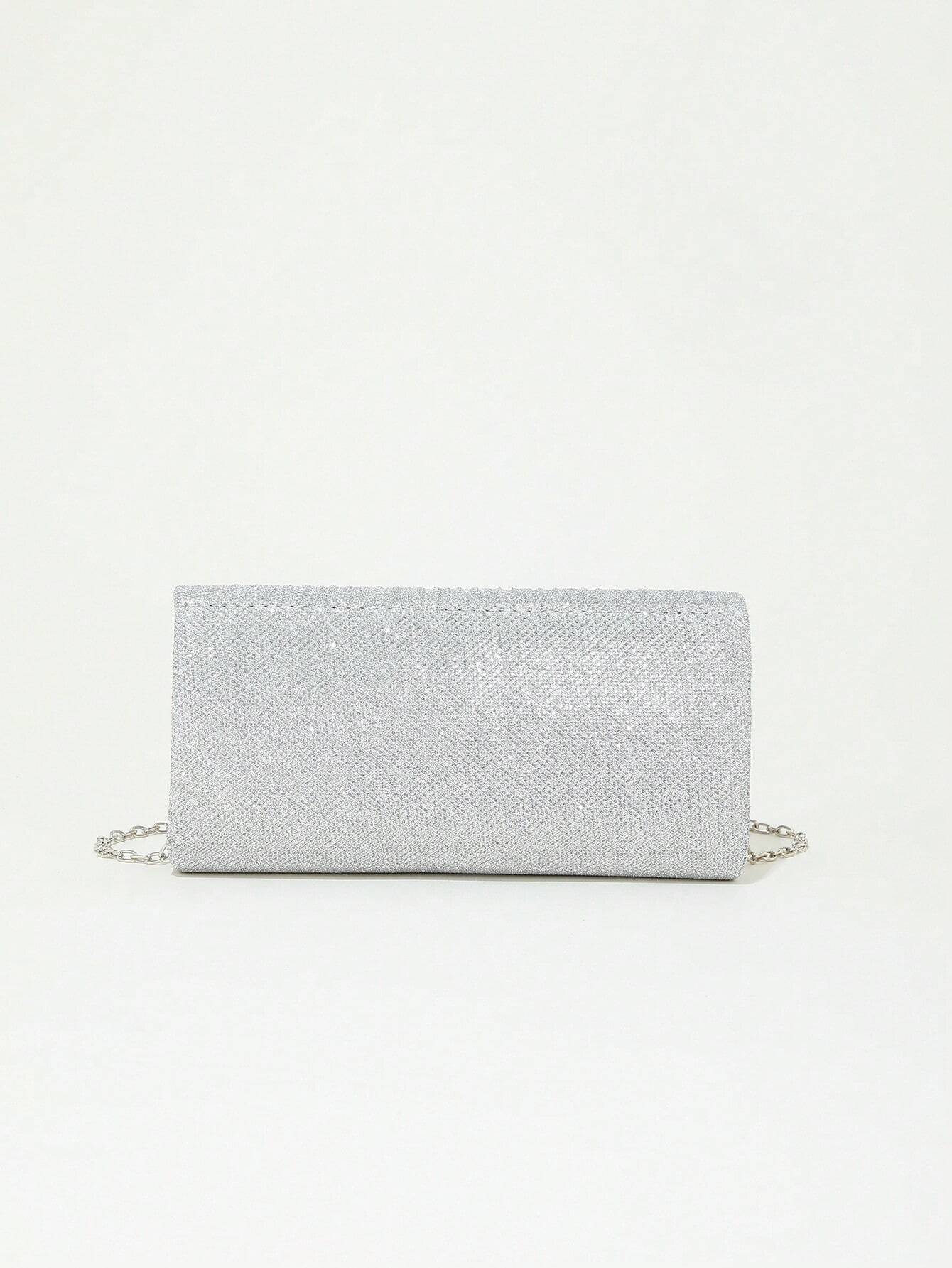 Sølv Glitter Clutch - Selskabstaske