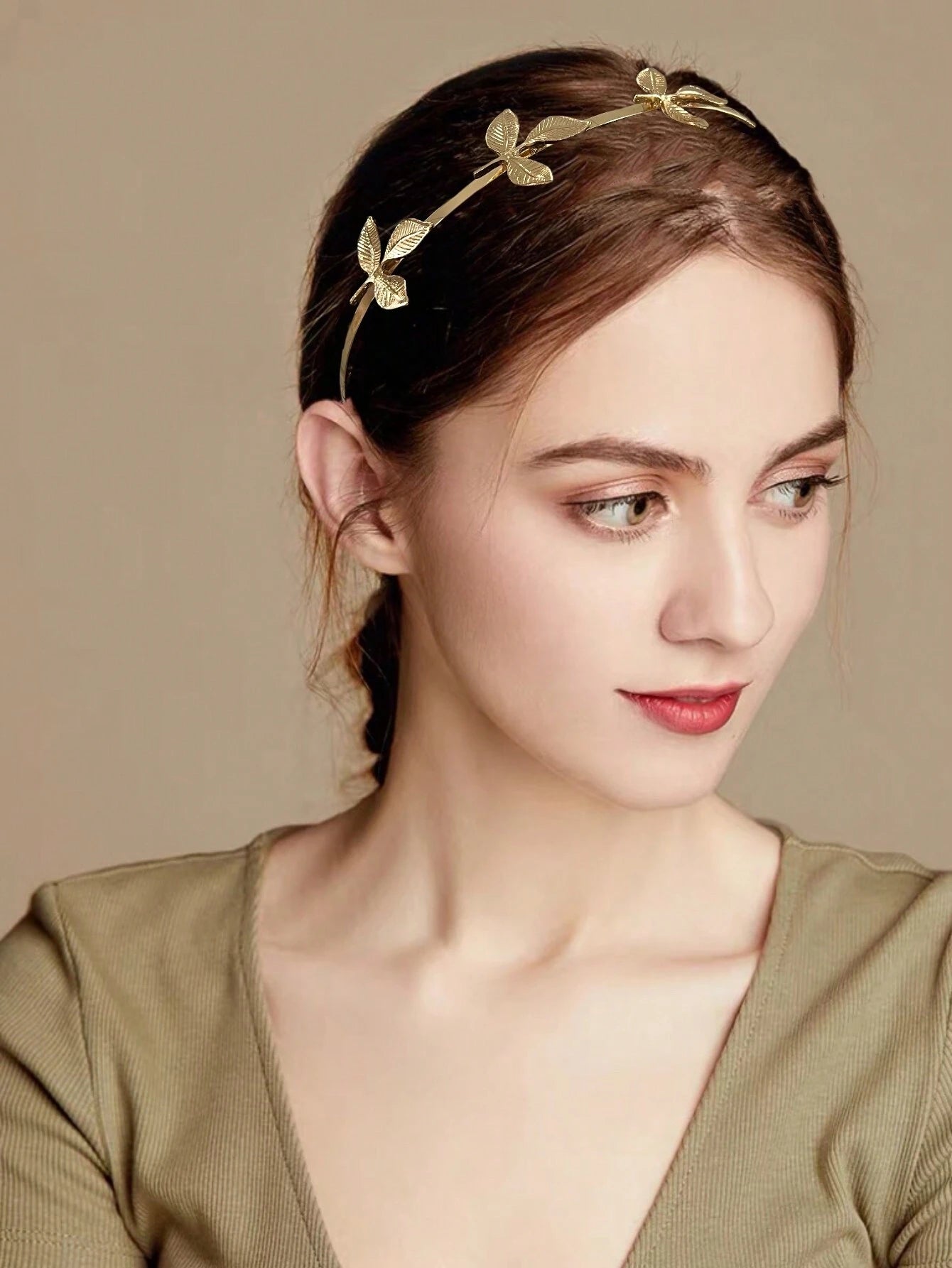 Beautiful Golden Hairband with Leaves