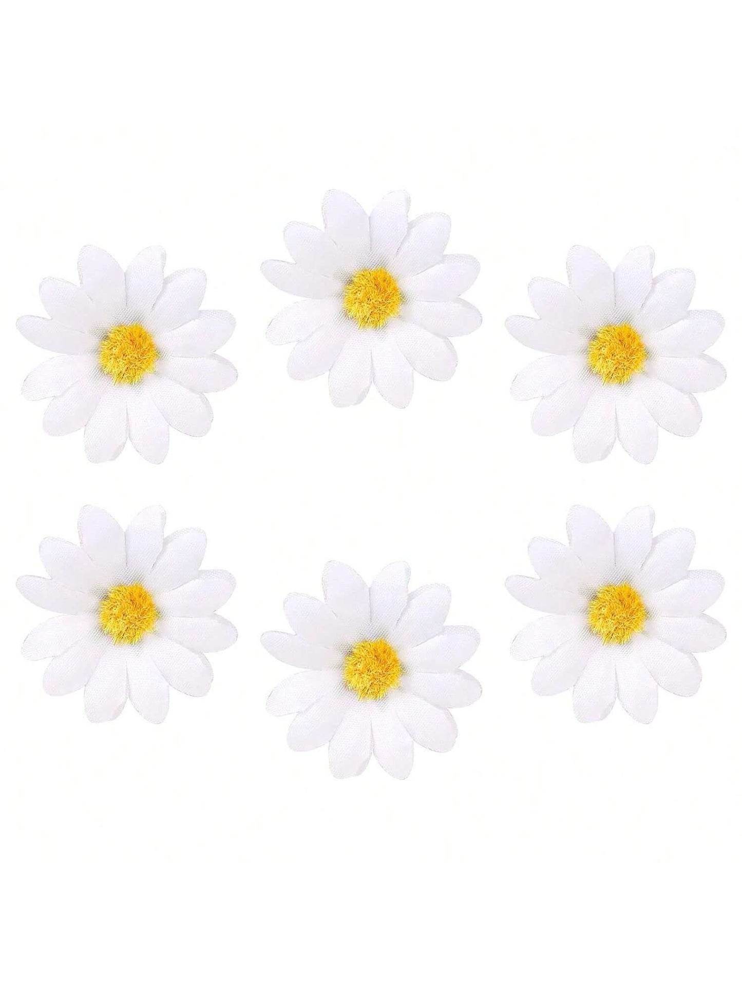 6 pcs Hair Clips with White Daisies