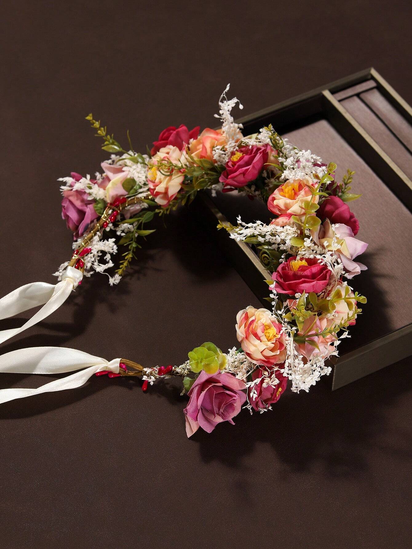 Rund Blomsterkrans i Lyserød & Lilla Farver