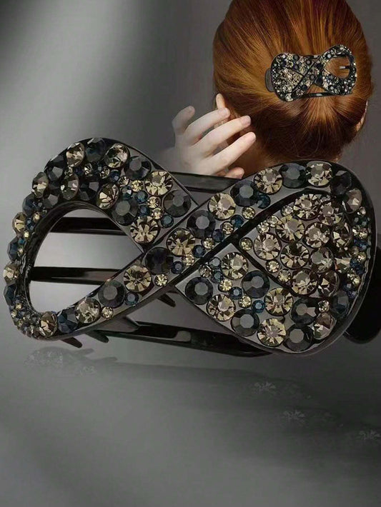 Sort Hårklemme med Sløjfe Design & Perler 