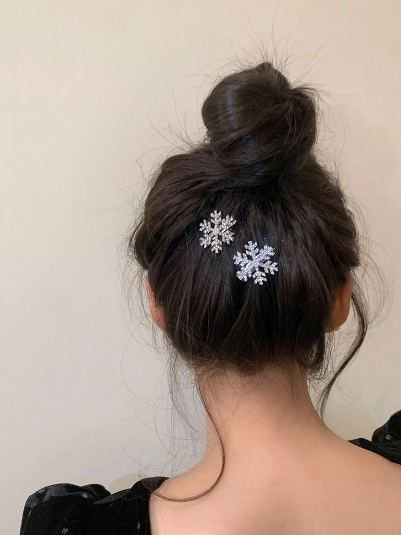 2 Sølv Hårklemmer med Snefnug & Perler