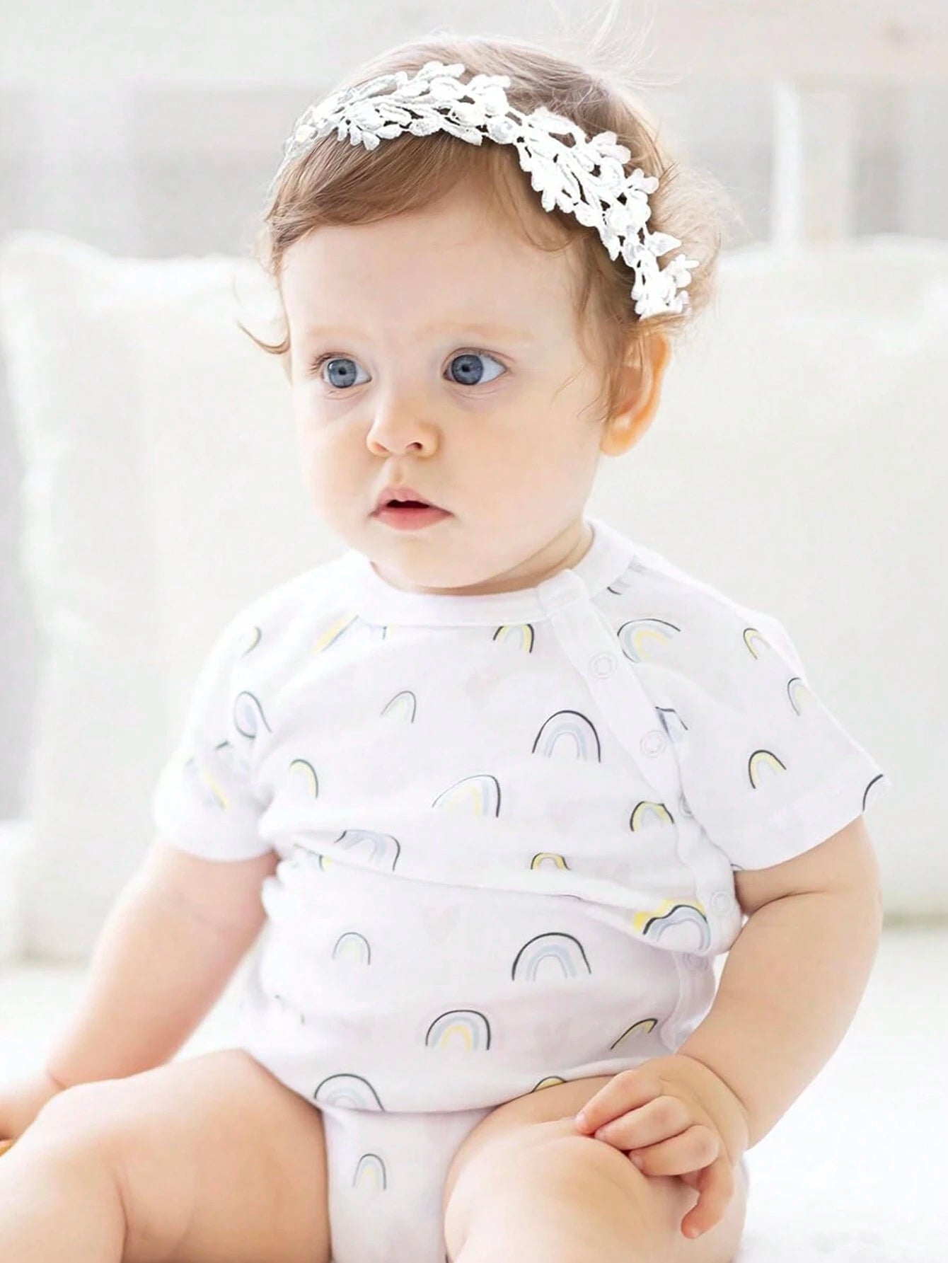 2 Baby Hårbånd med Hvide Blonder