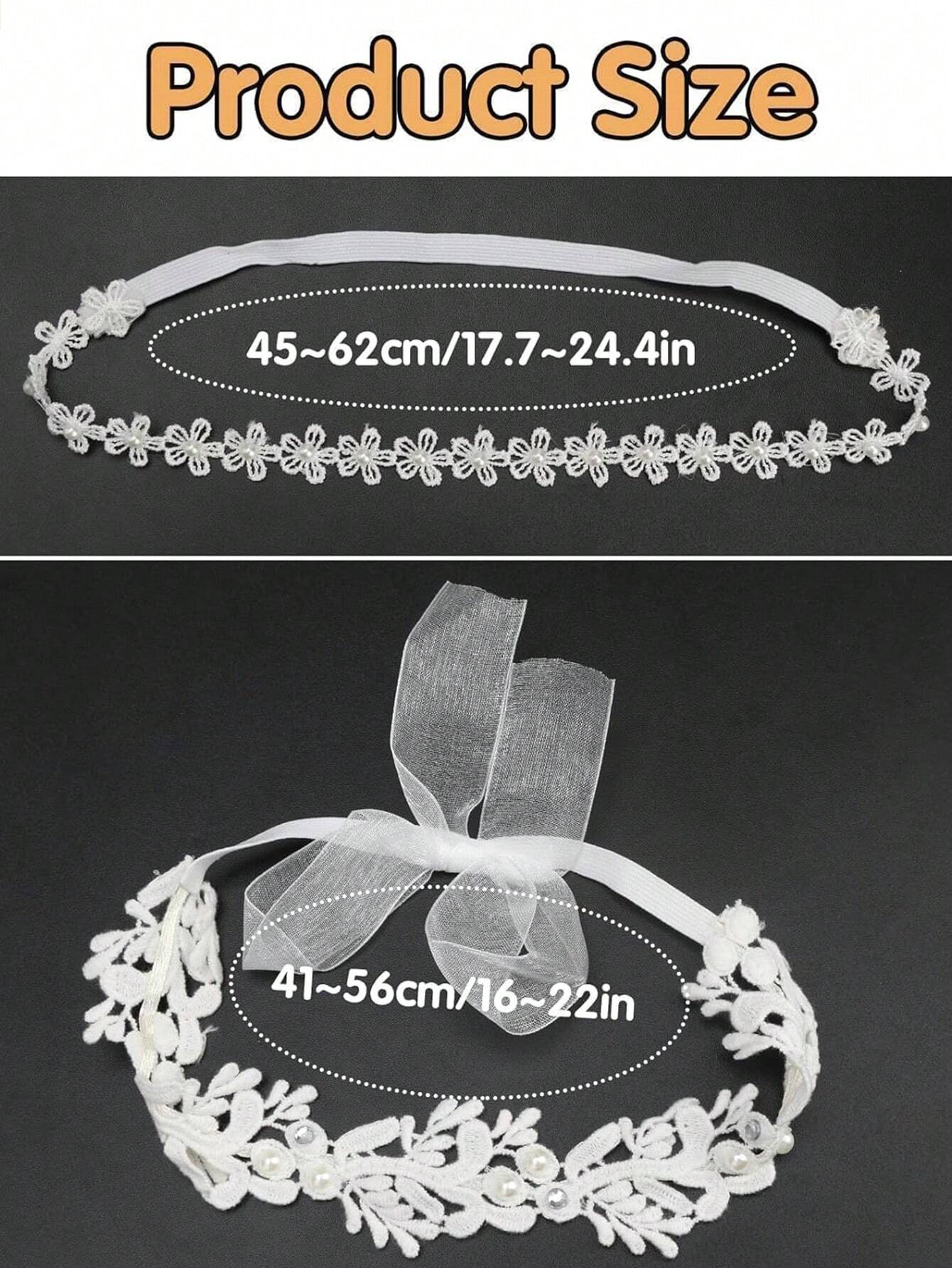 2 Baby Hårbånd med Hvide Blonder