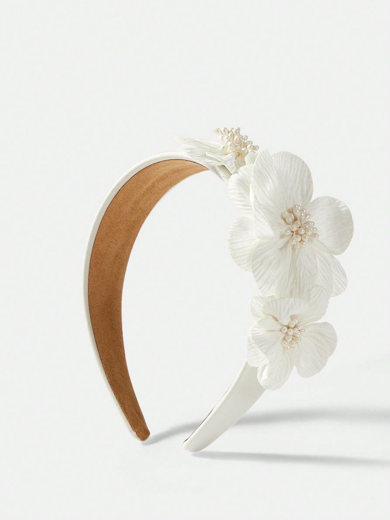 Hvid Hårbøjle med Blomster