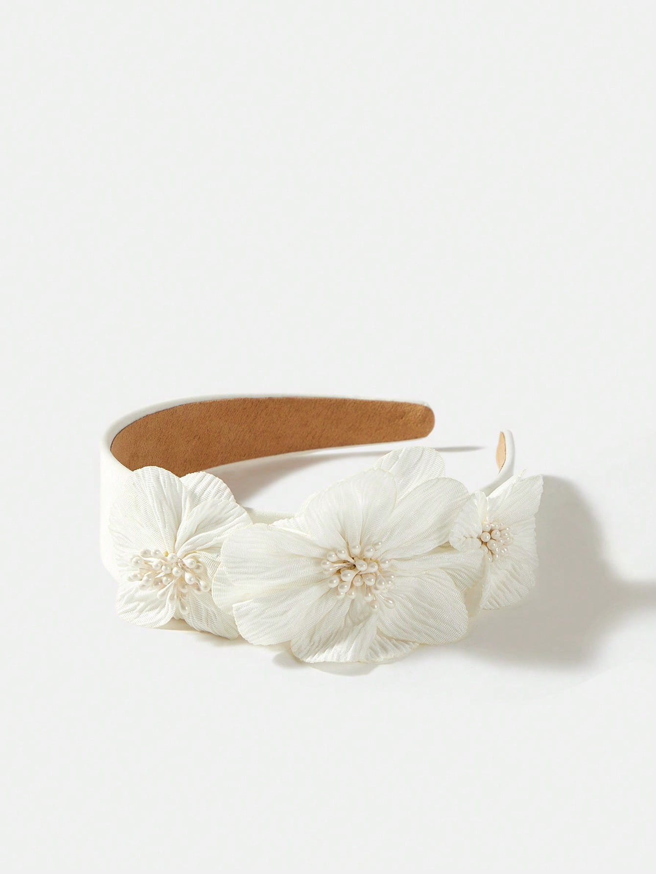 Hvid Hårbøjle med Blomster