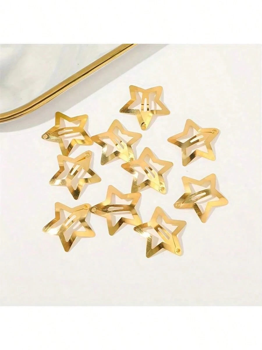 10 Stk Stjerne Hårspænder i Guld