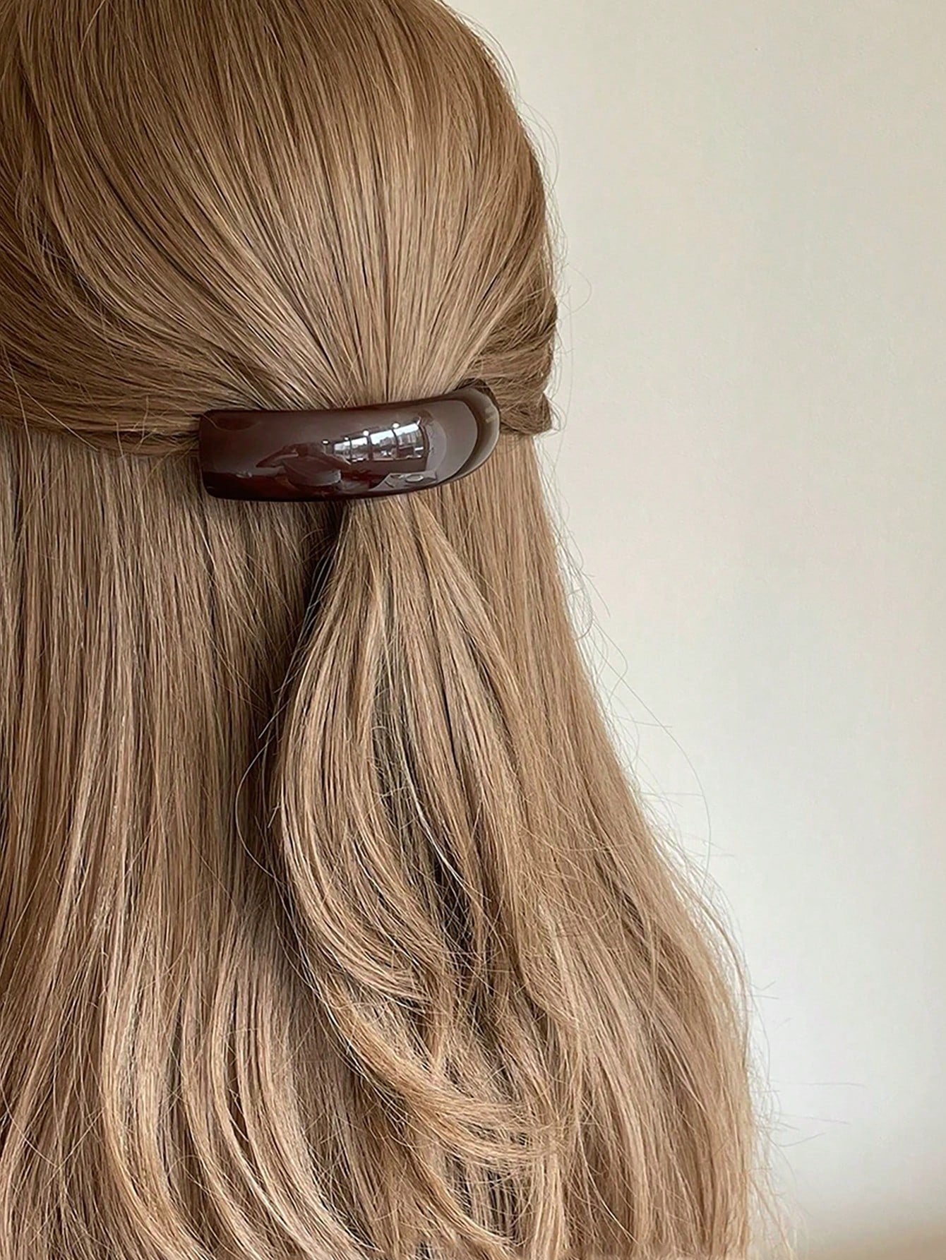 Curved French Patent Hair Clip - in Beige