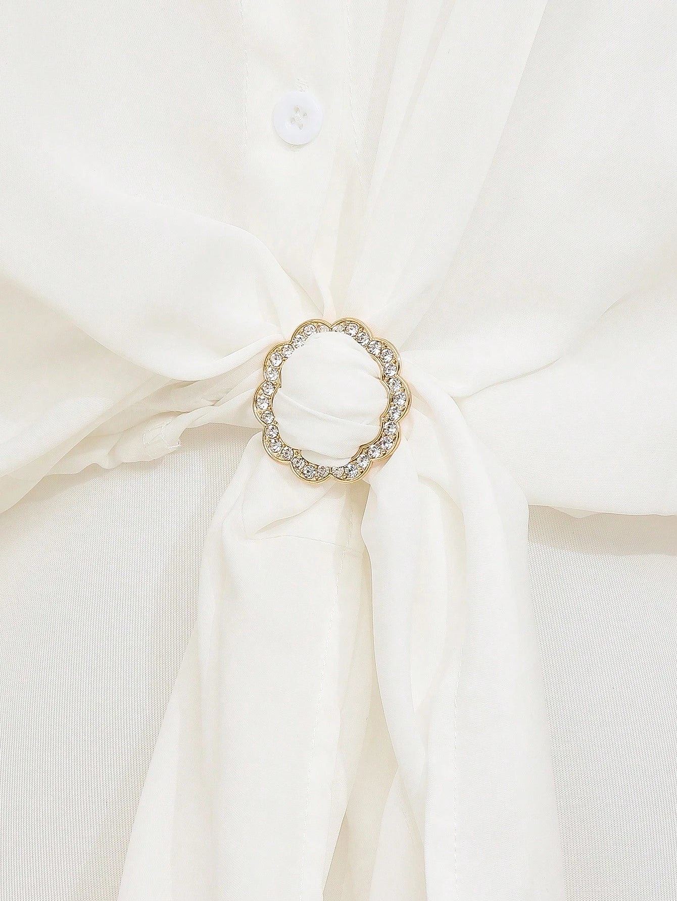 Spænde til Tørklæde - i Gylden med Klare Perler