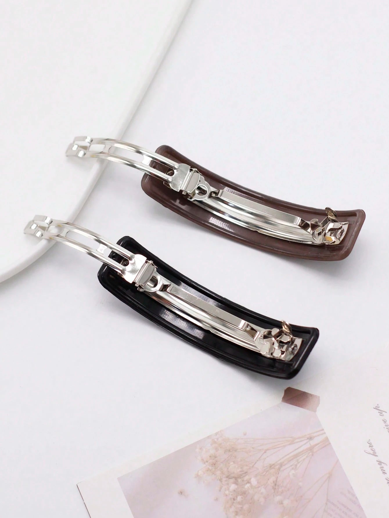 2 Patent Hårspænder i Sort & Brun