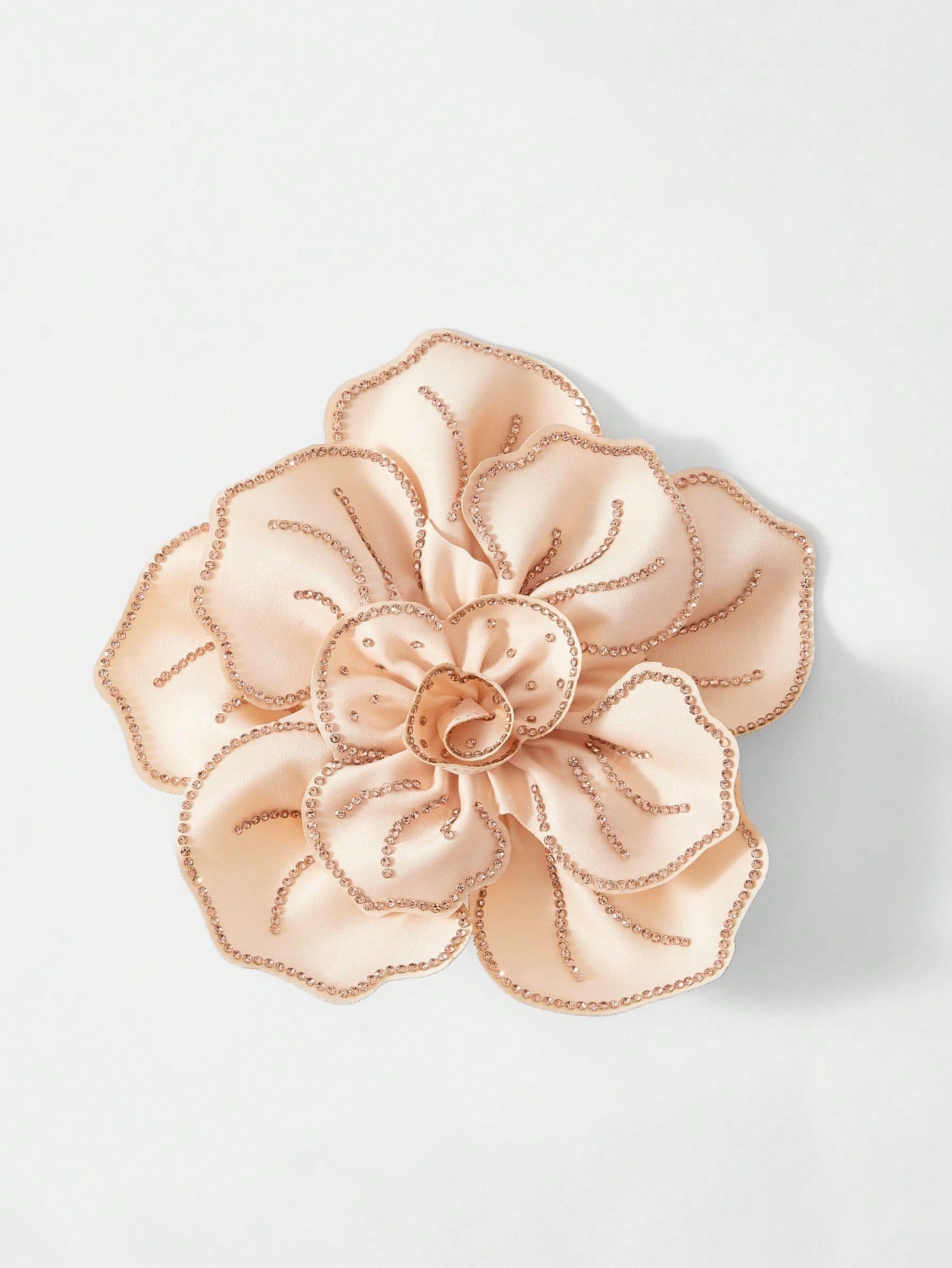 Stor Hårblomst / Broche  - i Champagne med Perler