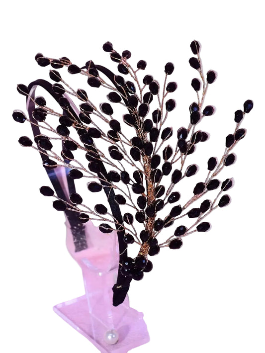 Elegant Hårbøjle med Sorte Perler