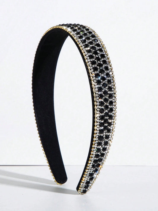 Hårbøjle med Glansfulde Perler i Sort & Sølv