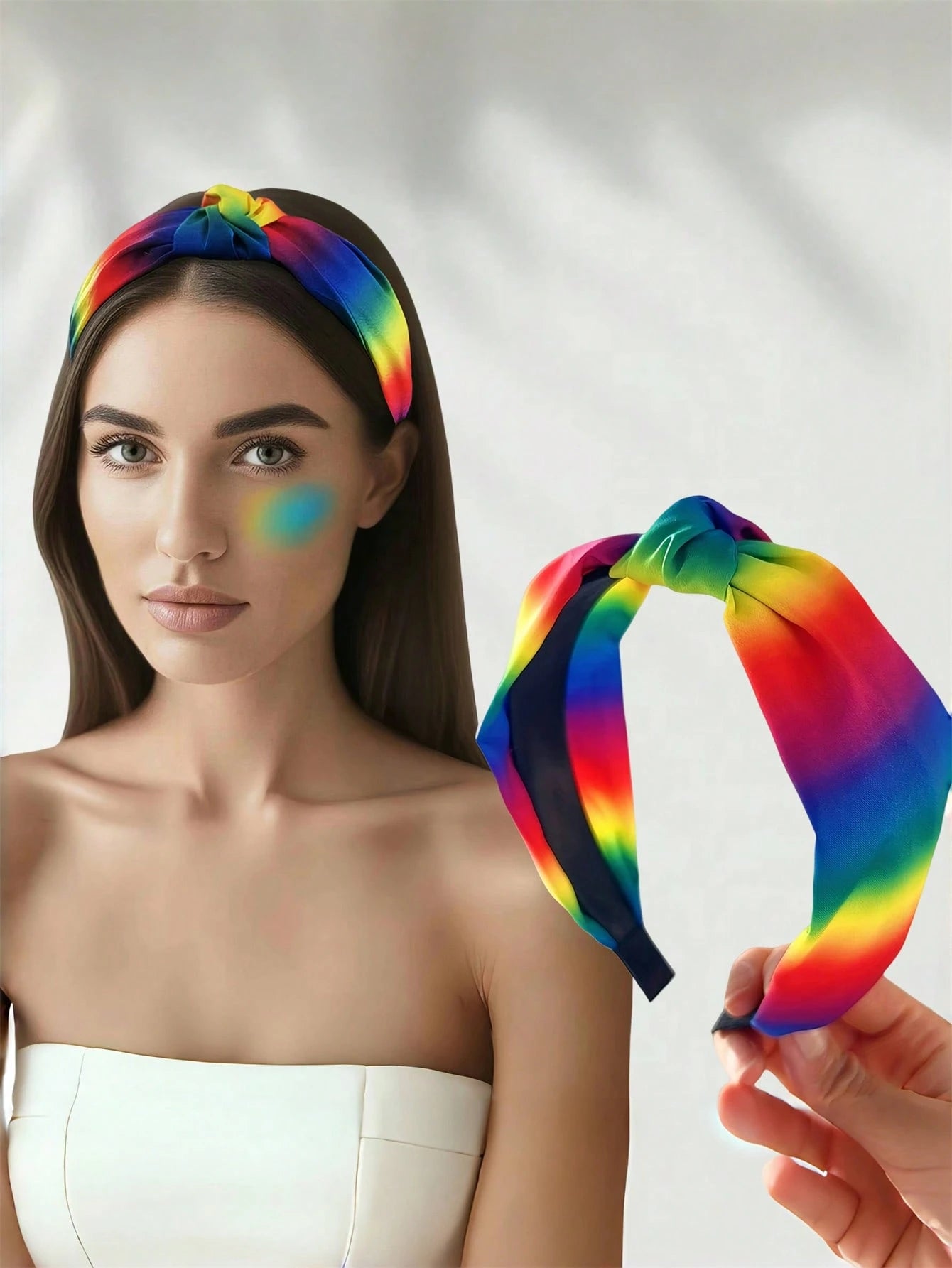 Hårbøjle med Knude - i Flotte Regnbue-Farver 