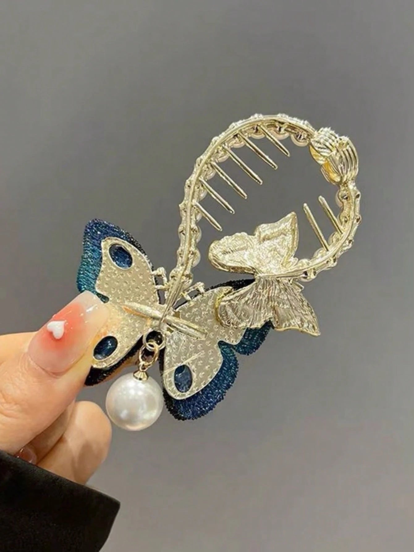 Hårklemme med Sommerfugl & Perler 