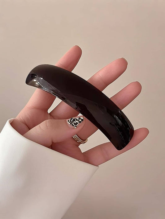 Buet Fransk Patent Hårspænde - i Mørk Brun