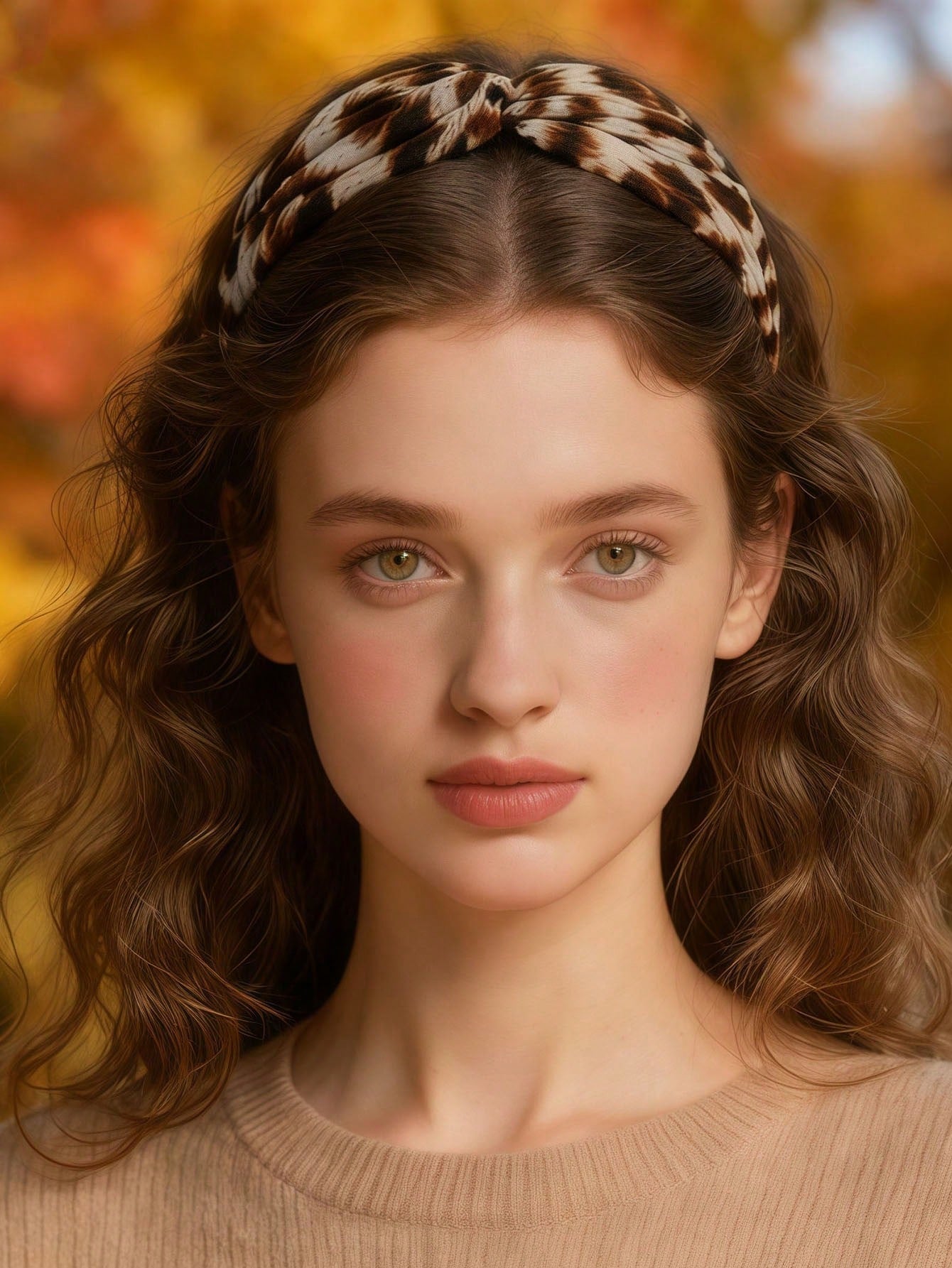 3 Hårbånd i Brune Farver - med Snoning, Dyreprint & Prikker