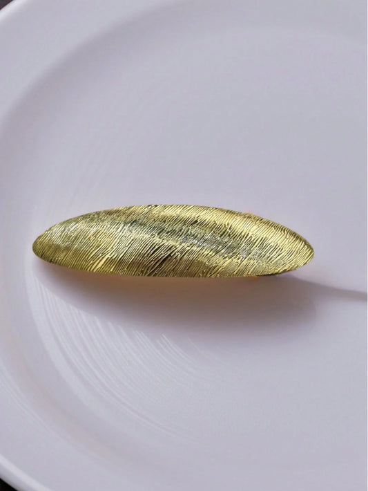 Gylden Patent Hårspænde med Mønster & Glans