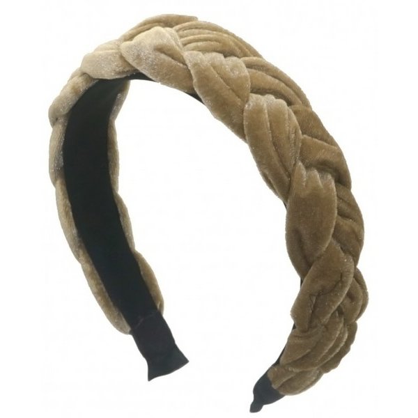 Brun Hårbøjle i Flettet Velour 