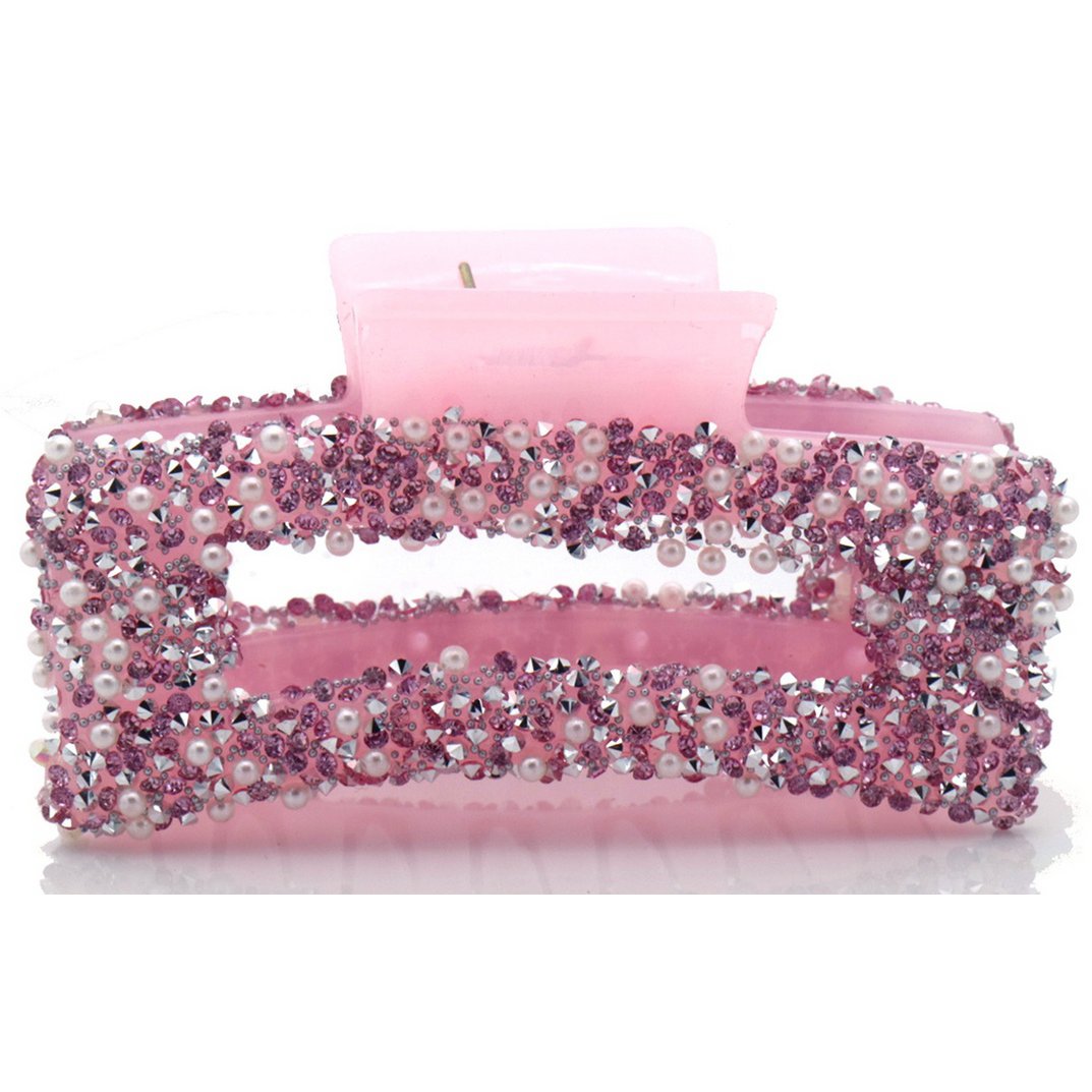 Lyserød Hårklemme med Glitter Perler 