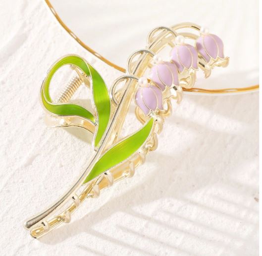 Golden Hair Clip with Yellow Flower