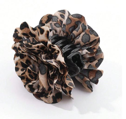Hair Clip with Fabric Flower - in Black