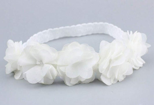 Baby Hårbånd med Hvide Blomster - Chiffon