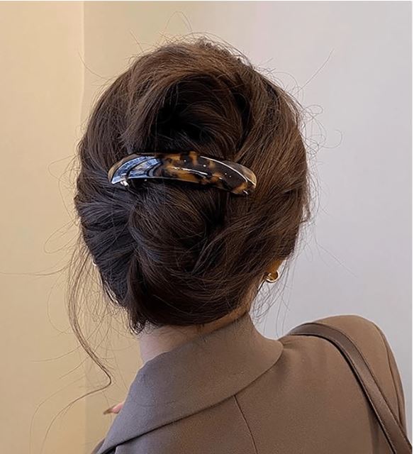 Klassisk Patent-Hårspænde i Leopard Brun