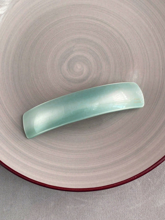 Buet Fransk Patent Hårspænde - i Lyseblå Turquoise