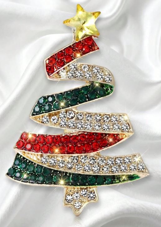 Eksklusiv Juletræsbroche med Sparklende Rhinsten