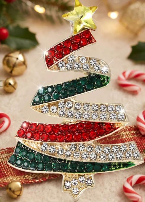Eksklusiv Juletræsbroche med Sparklende Rhinsten