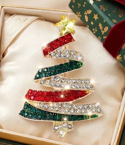 Eksklusiv Juletræsbroche med Sparklende Rhinsten