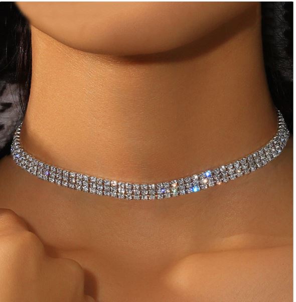 Choker Halskæde med Krystalperler