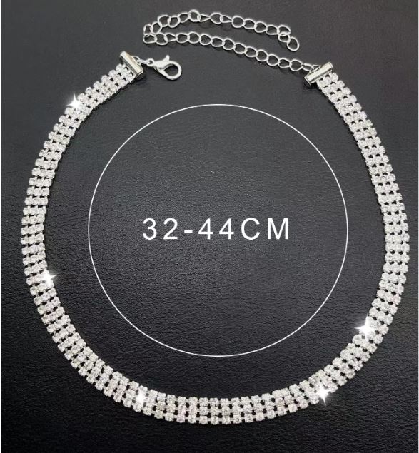 Choker Halskæde med Krystalperler