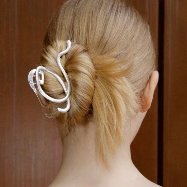Sølv Metal-Hårklemme med Snoet Design