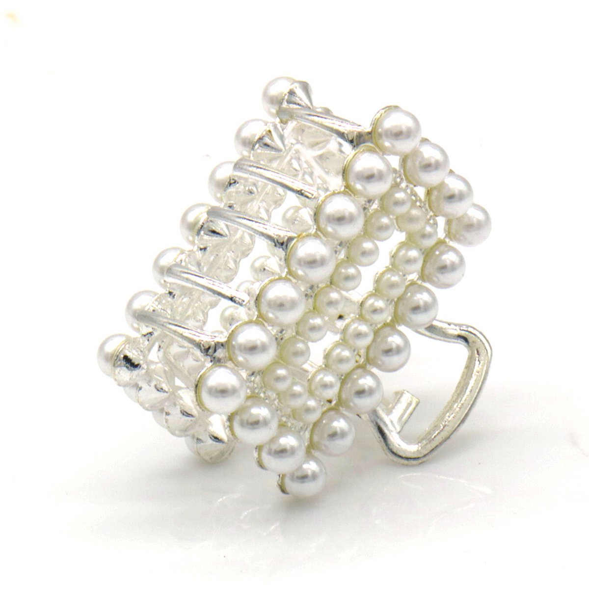 Lille Sølv Hårklemme med Hvide Perler 