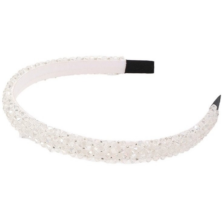 Hvid Hårbøjle med Glansfulde Perler