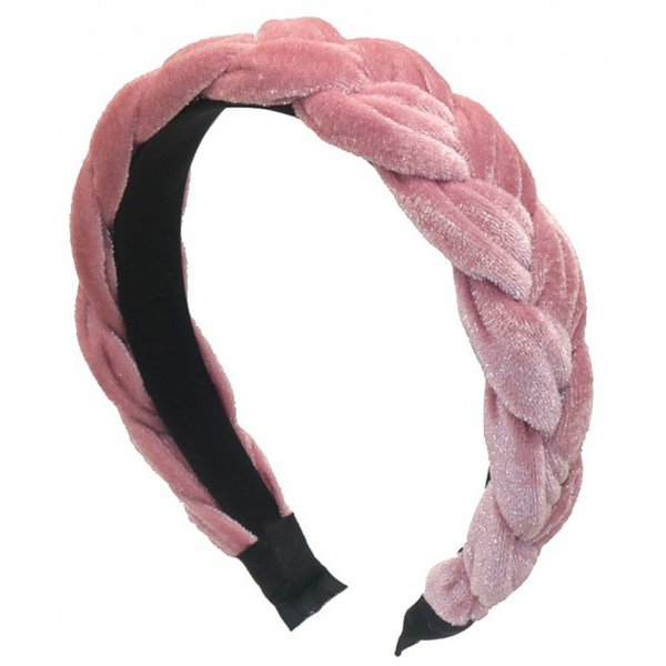 Rosa Hårbøjle i Flettet Velour