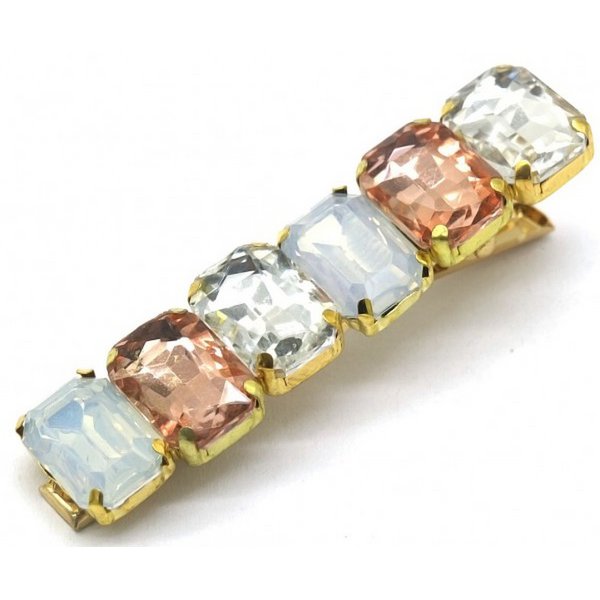 Gylden Hårklemme med Perler i Lyse Farver 