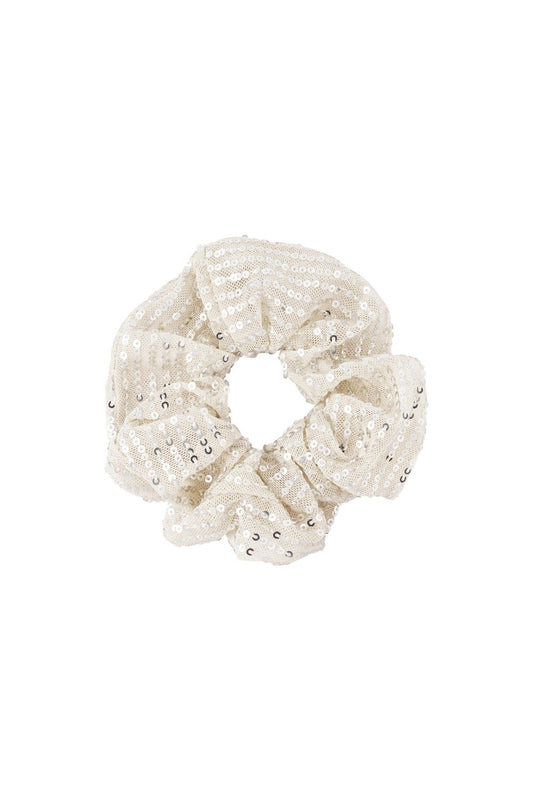 Stor Scrunchie med Pailletter - i Champagne