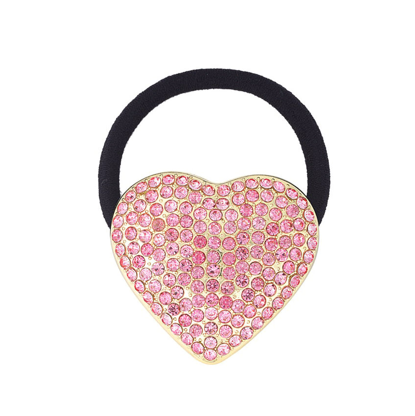 Hårelastik med Krystal-Hjerte - i Lyserød