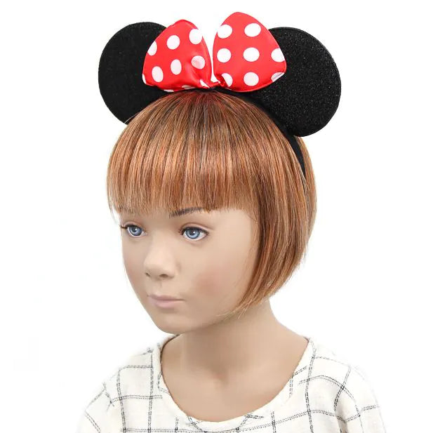 Minnie Mouse Hårbøjle - med Museører og Prikket Sløjfe