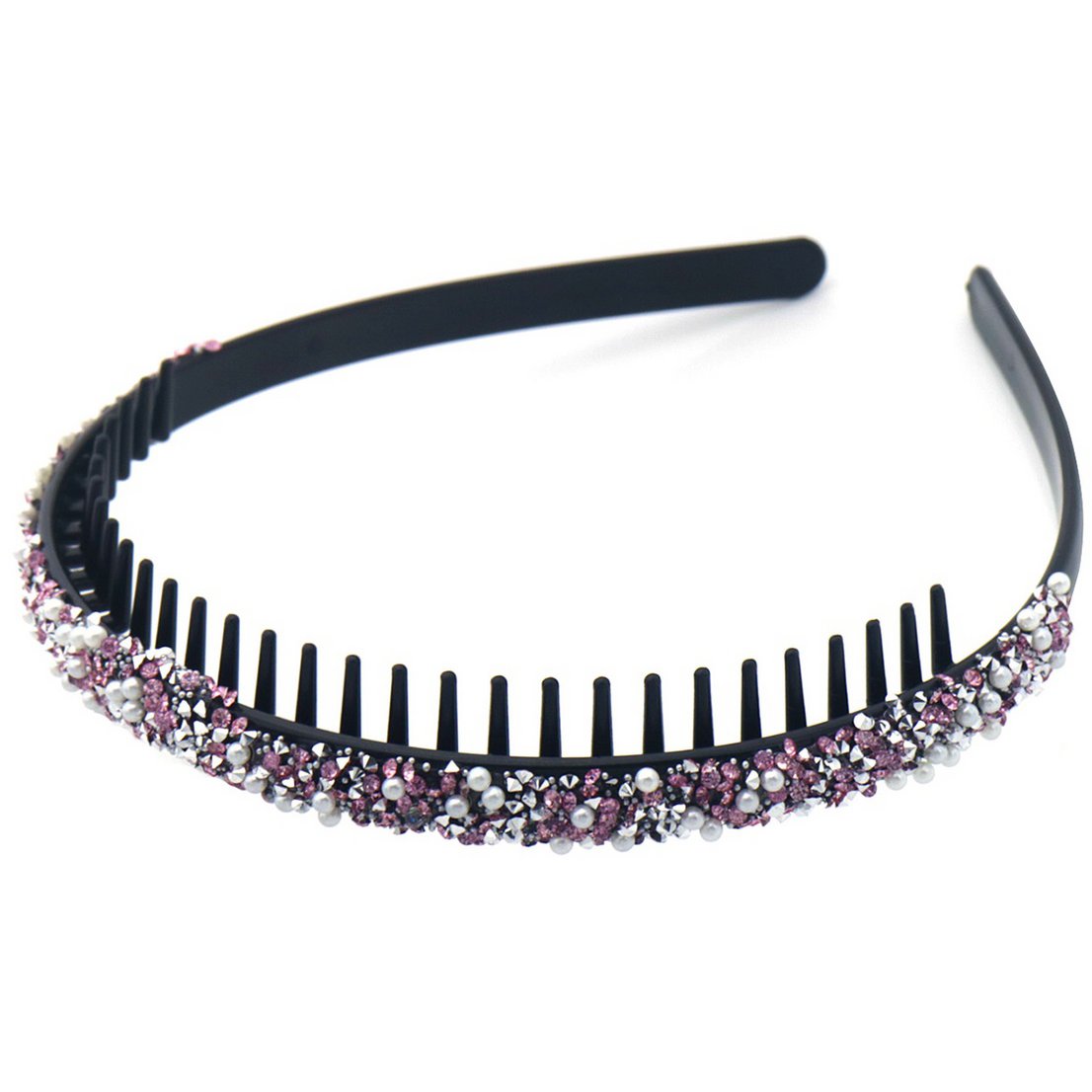 Hårbøjle med Lyserøde Perler & Indre Kam