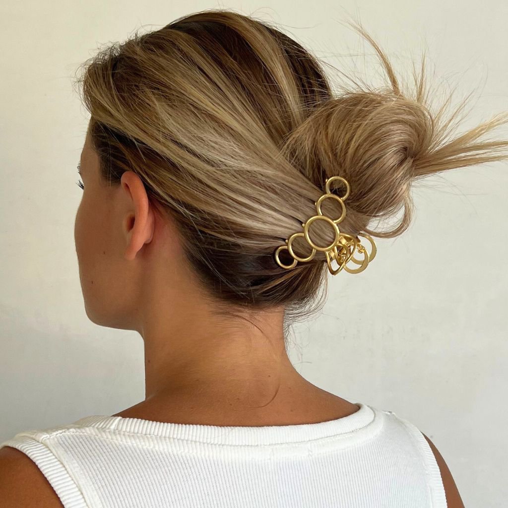 Guld Metal-Hårklemme med Cirkel-Mønster & Glans