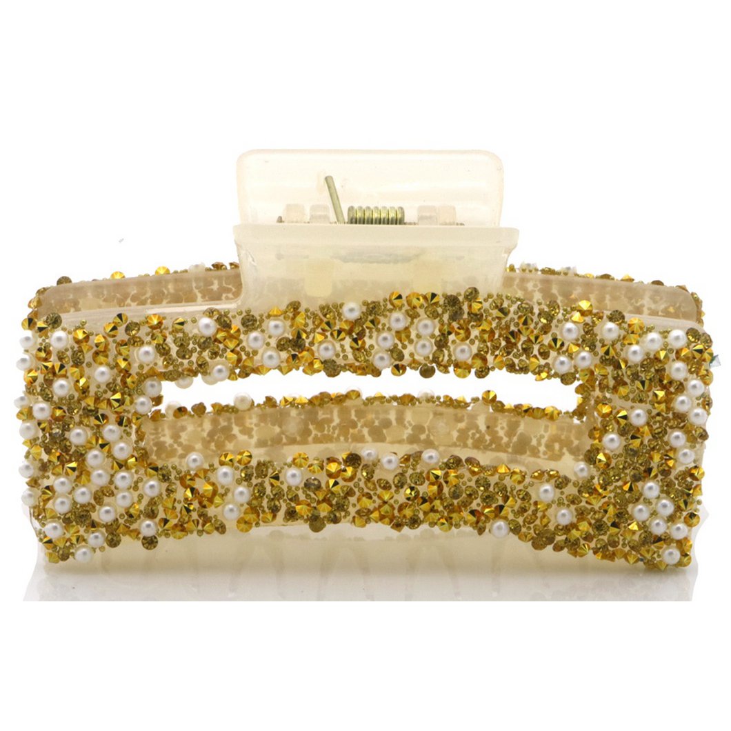 Lys Brun Hårklemme med Glitter Perler 